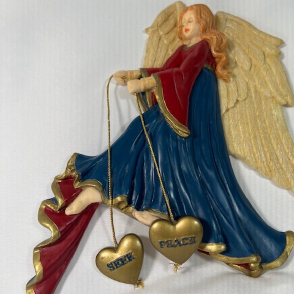HOUSE OF LLOYD 1998 Angel Seek Peace Resin Wall Hanging Shelf Sitter Decor 9.5”